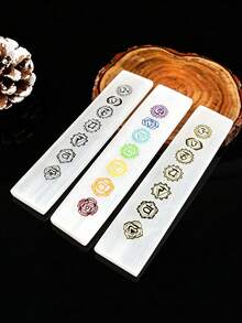 Translucent Gypsum 7 Chakra Long Slab Natural Gypsum Stone Ornament Yoga Meditation Crystal Stone Board Desktop Decor Craft - Gypsum Seven Chakra Plate - View 12