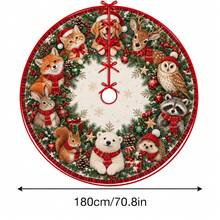 1件森林動物可愛寵物圖案聖誕樹裙，優雅配色節日裝飾，5種尺寸，中性節日禮物，適用於居家與派對聖誕家居裝飾 - 森林野獸萌寵 - 查看 11