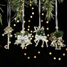 Best Selling Christmas Tree Hanging Ornaments White Gold Vintage Style Plastic Hanging Decor Snowflake Deer Christmas Tree Decoration - Multicolor - View 1