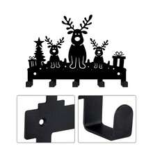 1pc Christmas Reindeer Key Hook Iron Silhouette Wall Hanging Holiday Decor Small Pendant Entryway Key Storage Rack Rustic Farmhouse Cute Vintage Nordic Winter Festive Decorative Hallway Mudroom Organizer Gift Antler Sturdy Functional - Black - View 7