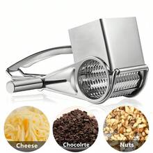 Rotary Cheese Grater Stainless Steel Handheld Kitchen Tool - Multi-Functional Durable Easy To Clean, Versatile Vegetable And Cheese Shredder Suitable For Home Cooking - Silver - View 4