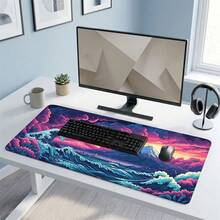 Volcano Wave Cloud Pattern Gaming Mouse Pad, Non-Slip Rubber Desk Mat, Smooth Sliding Surface, Suitable For PC Laptop Office Home, Natural Abstract Art Decor, Back To School Supplies - A - View 7
