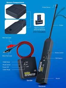 Automotive Circuit Tester And Line Tracer 6-42V DC Line Short And Open Circuit Finder Circuit Tracer Circuit Breaker Finder Professional Diagnostic Tool For Cars, Boats, Trailers Open/Short Circuit Detector Cable Tracer And Voltage Detector With Flexible Probe - Black - View 6
