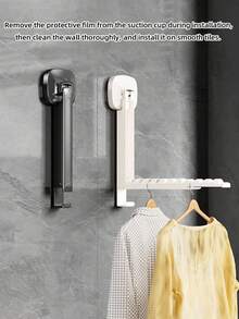1pc Wall-Mounted Suction Cup Clothes Drying Rack, Suction Cup Hook Laundry Storage Box, Space-Saving, Retractable And Reusable, Portable Behind-Door Hook, Suitable For Indoor, Balcony, Bathroom, Bedroom, Closet And Other Places, No Drilling Required (Random Color) - Multicolor - View 5