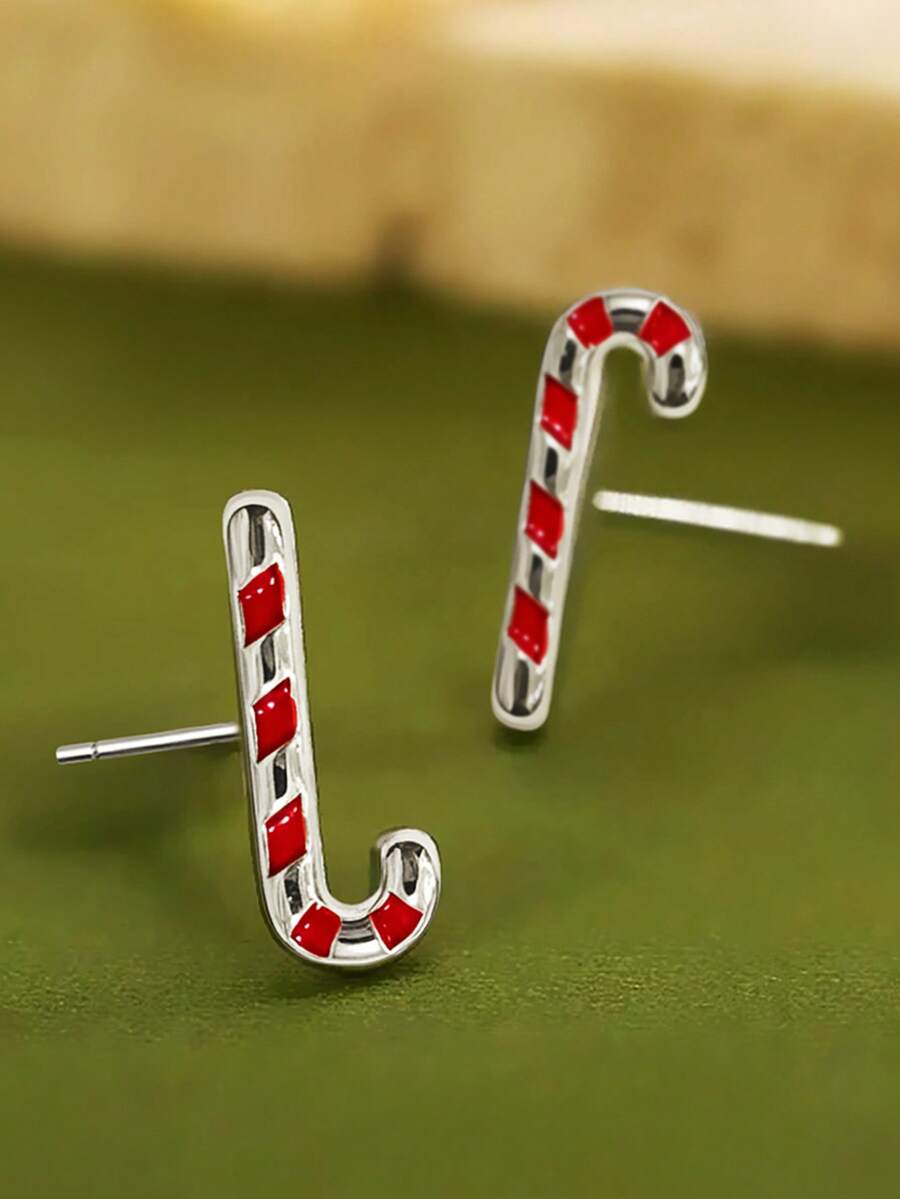1 Pair Beautiful Stud Earrings Women Wedding Engagement Party Jewelry Christmas Gift - Silver - View 1