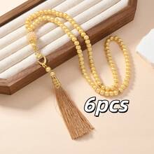 1pc/12pcs Islamic Prayer Beads, 99 Glass Faux Pearl Thread Beads For Muslim Worship And Arabic Praise Bracelet Long Tassel Style, Prayer Chanting Counting, Dual-Use For Daily Wear And Decoration - Multicolor - View 13