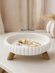 1pc Round Decorative Storage Tray, Three-Legged High Foot Jewelry Tray, Minimalist Style, Suitable For Rings, Earrings, Watches, Keys And Daily Essentials, Modern Home Decor Accessory, Jewelry Tray, Best Gift For Friends - Multicolor - View 8