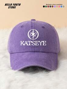 1pc "KATSEYE" Slogan Printed Round Pattern Baseball Cap, Lightweight Comfortable All-Season Multi-Functional Outdoor Sports Hat, Vintage Washed Cap - Suitable For Daily Wear And Street Style Decoration - A - View 15