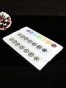 Translucent Gypsum 7 Chakra Long Slab Natural Gypsum Stone Ornament Yoga Meditation Crystal Stone Board Desktop Decor Craft - Gypsum Seven Chakra Plate - View 4