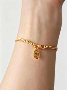 1pc Fashionable Gold Elegant Women's Minimalist Gold Coin Bracelet Accessory, Lucky Fashion Jewelry Delicate Jewelry, Versatile For Daily Commute And Holiday Wear - Gold - View 5