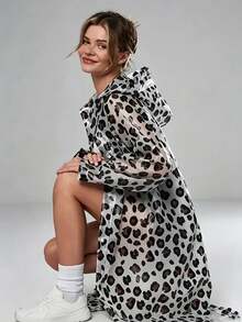 Leopard Print Transparent Hooded Raincoat, Long Length Design Covers Full Body, Effectively Resists Heavy Rain. Leopard Print Design Breaks Traditional Raincoat Dullness, Combines Practicality And Fashion. Built-In Hood Design, Comprehensive Protection, Semi-Transparent Material Lightweight And Not Heavy. Excellent Waterproof Performance Of Fabric, Suitable For Daily Commute, Outdoor Walks, Short Trips - Multi-color - View 1