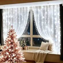 Lampu Hias Tirai LED, Cahaya Putih, Bertenaga Baterai, Untuk Pernikahan, Natal, Tahun Baru, Hari Valentine, Kamar, Ruang Tamu, Dekorasi Rumah - Lampu tirai kotak baterai - View 7