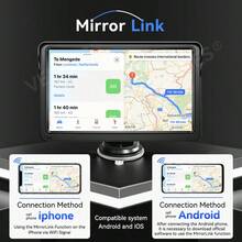 VENBES 7 吋 PND 便攜式車載音響,支援無線 CarPlay 與無線 Android Auto 觸控螢幕車載播放器,附藍牙 FM - 僅主機 - 查看 4