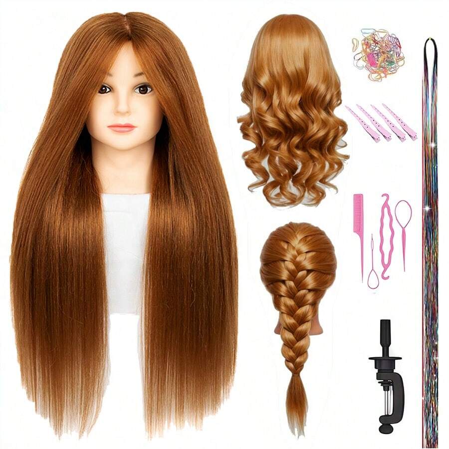Hair Mannequin Head Practice Head For Braiding | Manikin Head With Clamp Stand Doll Head For Hair Styling Practice Kit For Kids And Cosmetology - View 1