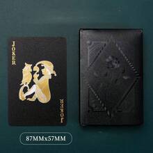1 Set Of 54 Colorful Black Gold Playing Cards Waterproof Multiplayer Game Card Set Magic Packaging Wedding Party Birthday Holiday Board Game Gift Collection - Black - View 3
