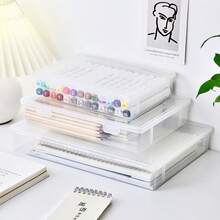 1pc/2pcs Desktop Dustproof Document Storage Box, A4 File Organizer, Suitable For Storing Household Registration Books, Important Certificates, Moisture-Proof Document Bags - Clear - View 4