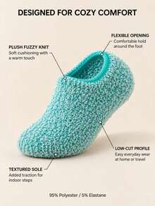 1/3/5 Pairs Random Color Women's Plush Slippers Socks, Non-Slip Low-Cut Fuzzy Socks, Soft And Comfortable Indoor Home Socks - Multicolor - View 2