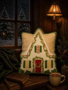 Gingerbread House Shaped Christmas Throw Pillow, Holiday Pattern Decorative Cushion, Suitable For Sofa Bed, Winter Home Decor - Multicolor - View 4