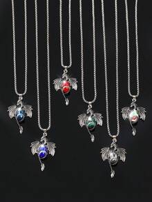 1pc Fashion European & American Vintage Hip-Hop Creative Cartoon Dragon Wing Pendant Necklace, Suitable For Men's Daily, Party, Street Wear - Multicolor - View 2