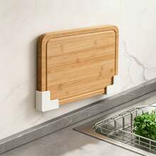 4/2pcs No‑Drill Wall‑Mounted Cutting Board Holder, Space‑Saving Kitchen Chopping Board Storage Rack, Kitchen Organizer Accessories - Silver - View 2