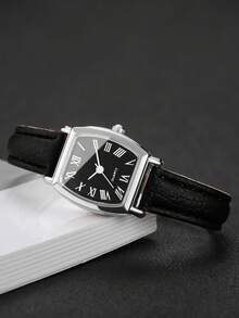 Women's Elegant Fashion Leather Strap Barrel-Shaped Dial Quartz Wristwatch Set (5pcs/Set) Casual, Watch Box Not Included - Multicolor - View 7