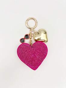 Cute Rhinestone Heart Bag Charm Keychain, Mini Fashion Glasses Key Chain, Key Pendant, Key Ring, Bag Accessory Cute Small Ornament, Graduation Gift, Car Accessory, Phone Charm, Suitable For College Backpacks, Campus Bags, Wallet Decoration - Multicolor - View 9