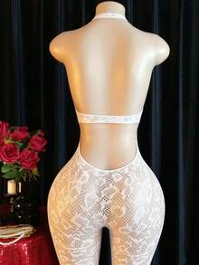 Lingerie Set / Role Play Costume,Cover-Up, Fishnet Bodysuit Elastic Fishnet Lingerie Bodysuit For Women And Girls Bikini - White - View 3