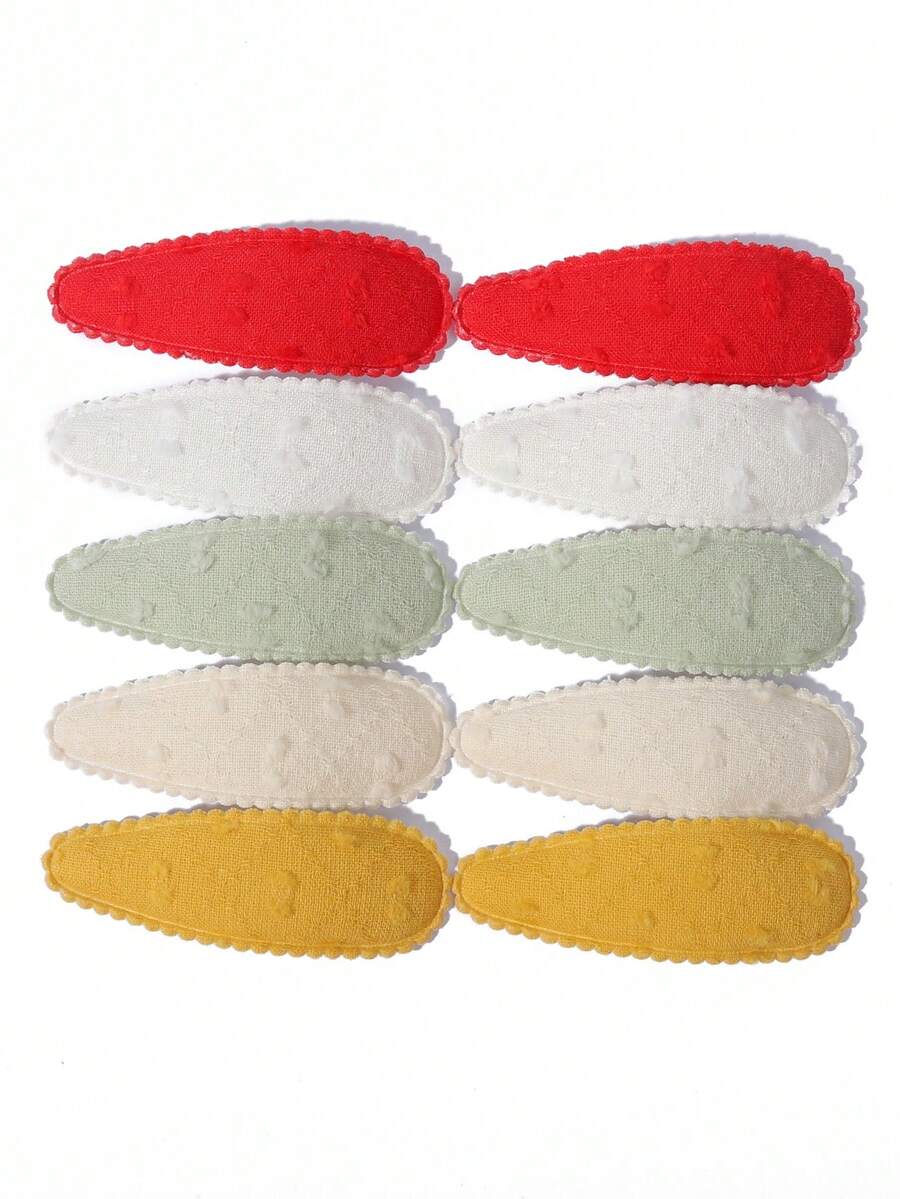 10pcs Vintage Mori Style Embroidered BB Hair Clips Set, Non-Damaging Water Drop Hair Clips For Daily Wear, Photo Decoration, Hair Accessories - Mixed color - View 1