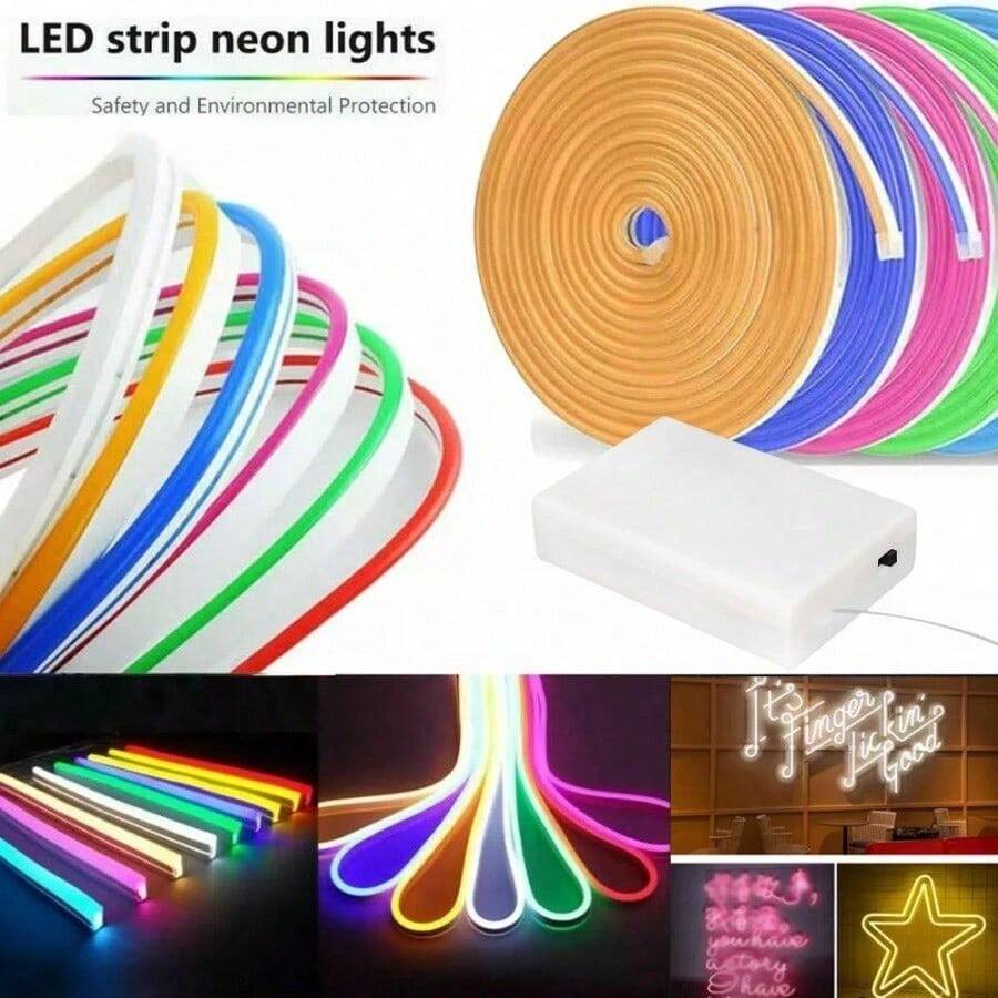 Acosh Neon 3AA Battery Power Neon Strip LED Light 120LEDs/M Neon Rope Lights, Flexi LED Strip Light For Indoor Outdoor DIY Signage Decoration
