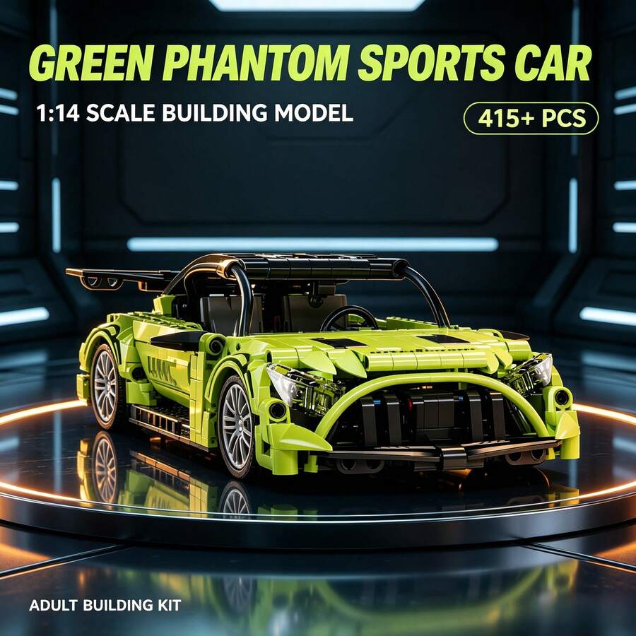 Set Rakitan Mobil Sport Green Phantom 415+ PCS, Model Kit Koleksi Dewasa Skala 1:14, Pintu Dapat Dibuka & Sayap Belakang Dapat Diatur, Hadiah Natal, Halloween, Thanksgiving & Ulang Tahun yang Ideal untuk Penggemar Mobil - Balap Wilayah Ekstrem Green Goblin - View 1