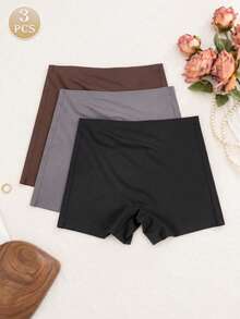 3PCS Plus Size Women's High Waist Seamless Boyshorts Soft Stretch Panties Comfortable Shorts Anti Chafing Underwear Outfits Fall Clothes For Women - Multicolor - View 8