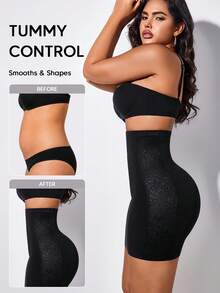 Women's High Waist Lace Shaping Skirt, Tummy Control & Butt Lift Inner Slip Skirt, Anti-Exposure Invisible Skirt Support - Black - View 4