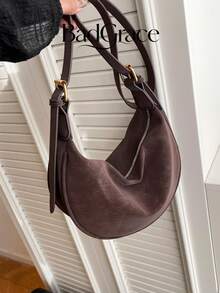 1pc Women's Fashion Solid Color Minimalist Shoulder Bag, PU Leather Material, Suitable For Dating, Shopping And Other Occasions - Coffee - View 10