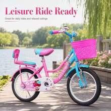 16-Inch Bike With Front Basket And Wheels Side, Recreational Bike, Random Colour - Pink - View 7