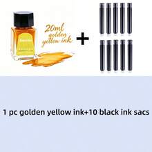 shi sheng 20ML Multi-Color Non-Carbon Ink For Fountain Pen. Non-Blocking Ink For Artistic Hand-Drawing. Smooth Writing In Black, Red, Blue, Etc. - 20ml Non-carbon Ink + 10 Black Ink Cartridges - View 23