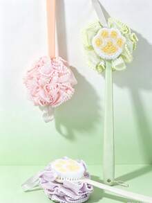 1pc Long Handle Soft Bristle Double Sided Bath Brush Home Daily Use Scrubbing Ball 2-In-1 Exfoliating Skin-Friendly Back Scrubber Foaming Shower Tool - View 1