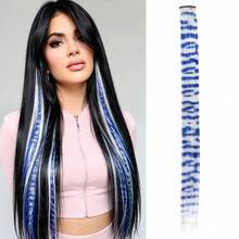 45cm/18" Feather Hair Extension Clip-In Hidden Hairpiece, Gothic Style Black Striped Texture, Multi-Color Festive, Suitable For Beginners, Natural Looking Synthetic Fiber For Christmas, Carnival, Role Play, Party, Birthday - Multicolor - View 30