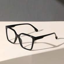 1 Pair Vintage Square Frame Transparent Clear Lens Glasses, Black Thick Frame Design, Minimalist Fashion Academic Style Eyewear, Unisex Daily Wear Glasses, Street Outfit Accessory, Essential For Commuting And Office Work - 1PC-black - View 3