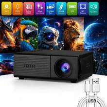 Compact LED Mini Projector, Supports Wired Phone Screen Mirroring, USB Powered Portable Home Theater Projector, Built-In Speaker, Suitable For Movies And Outdoor Use, Compatible With Smartphones And Laptops, PD Cable Only, No Plug Or Power Adapter Included - Black - View 9