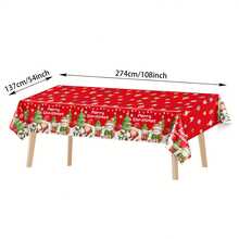 1pc/4pcs Red Christmas Disposable Party Rectangular Tablecloth, Santa Claus Snowman Tablecloth, Suitable For Rectangular Tables, Winter Christmas Indoor Outdoor New Year Party Decoration, 54*108 Inches - Red and Green - View 2