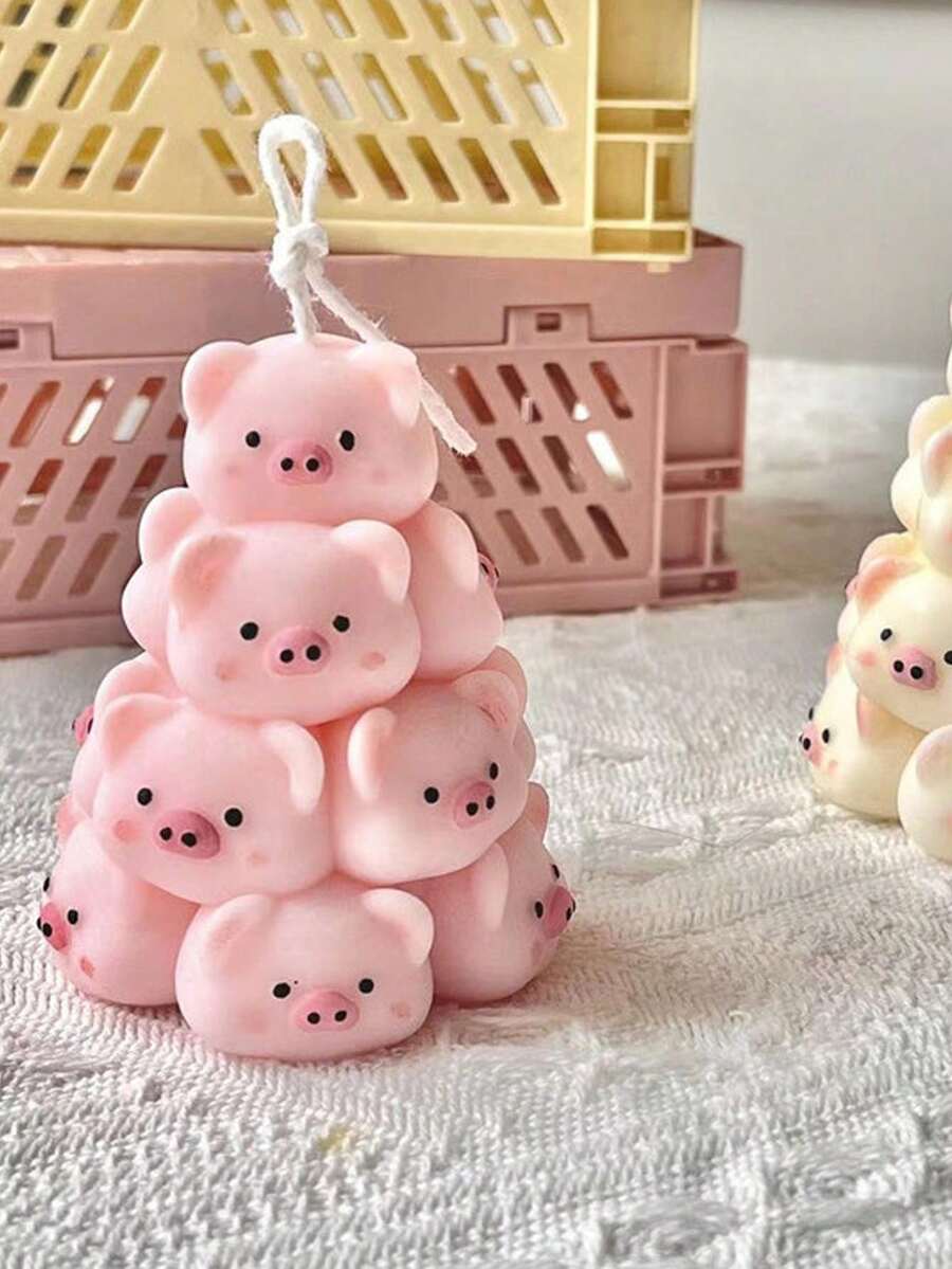 Cetakan Silikon Multifungsi untuk Plester Aromaterapi Buatan Tangan DIY Bentuk Babi Bertumpuk - hewan - View 1