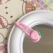 4pcs/2pcs/1pc Strawberry Fruit Bangs Hair Clips Set - Pink - View 6