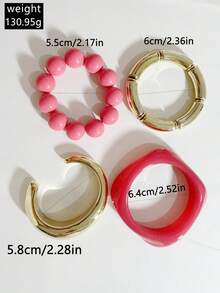 Fashion Old Money Style Exquisite Versatile Bracelet & Bangle Set, Designed For Vacation And Travel - 32975-bra-rose Pink - View 11