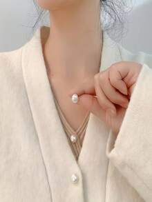 12pcs/6pcs Seamless Faux Pearl Anti-Exposure Buckle, Invisible Brooch That Doesn't Damage Clothes, Shirt Collar Fixing Tool, Luxury Embroidered Fabric For Sewing, Holiday Gift. - Upgraded Version - View 5