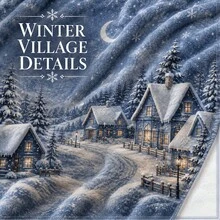 聖誕冬季雪村印花法蘭絨毯，藍色調雪屋月亮森林沙發披毯，節日裝飾毯 - 彩色 - 查看 10