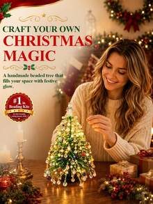 Kit Pohon Natal Manik-Manik DIY untuk Dewasa, Set Kerajinan Liburan Kristal, Kit Pembuatan Pohon Natal Manik-Manik Kristal 3D, Ciptakan Dekorasi Liburan Berkilau Anda Sendiri - beraneka warna - View 1