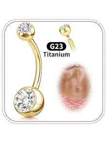 AVYRING Titanium Gold G23 Belly Button Piercing 6 Mm 8 Mm 10 Mm 12 Mm 14 Mm Silver Internal Thread Belly Button Ring - Multicolor - View 14