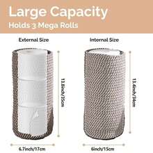 Bohemian Style Decorative Toilet Paper Holder, Handwoven Paper Basket, Holds Large Toilet Paper Rolls, 3 Rolls Capacity, Bathroom Vanity Standing Storage Rack - Multicolor - View 8