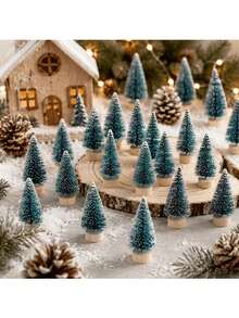 5pcs/Set Pohon Natal Meja 4.5cm/1.77in Hijau Pohon Natal Mini Dekoratif Pohon Pinus Dekorasi Meja Set Mini Dekorasi Pesta Dekorasi Natal - Berbagai gaya - View 2