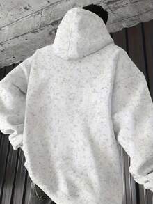 Men's Autumn/Winter Printed Washed Hoodie Sweatshirt - White - View 2